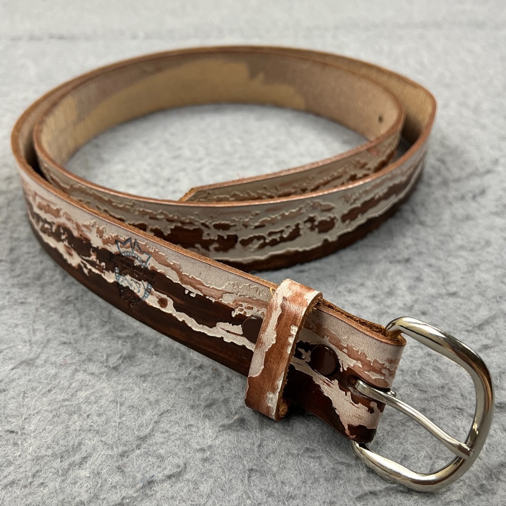Blue Ribbon Baconβ Belt Men's 48 52 Cowhide Leather Silver Tone Buckle USA Made